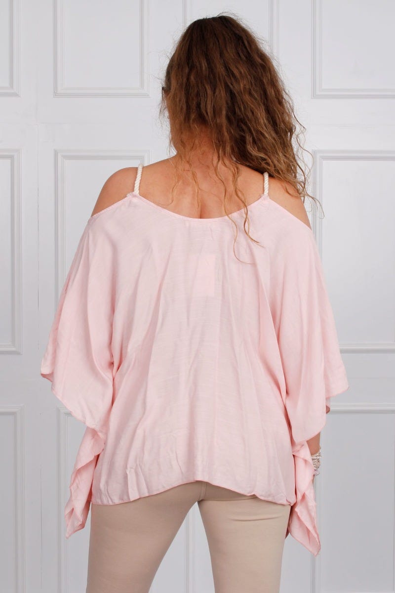 Top m. detaljer, pink