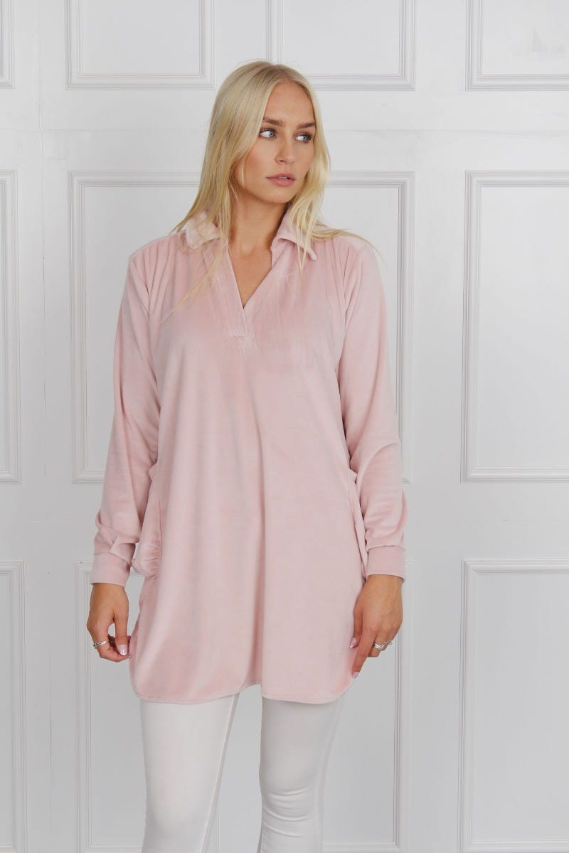 Velour trøje, rosa