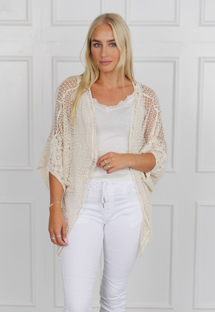 Cardigan i blonde, beige