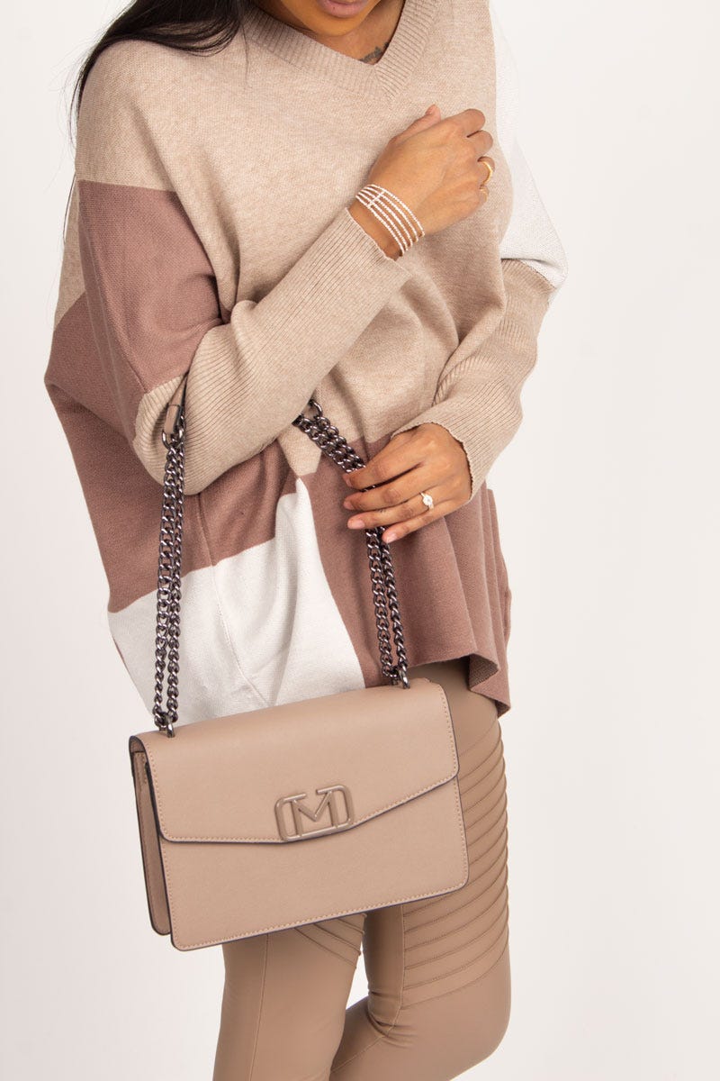 Crossbody m. kæderem Taupe