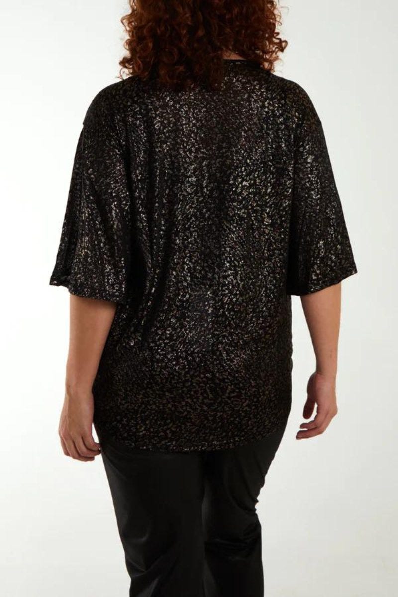 Bluse m. leopard print Guld