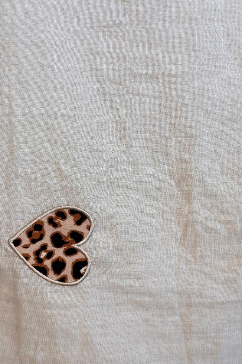 Tørklæde m. leopardprint detaljer Beige