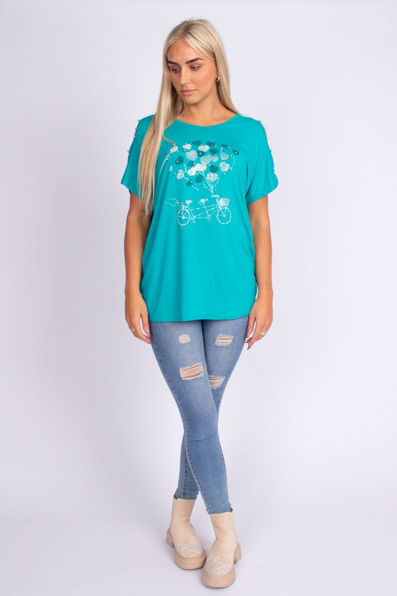 T-shirt m. simili motiv Aqua