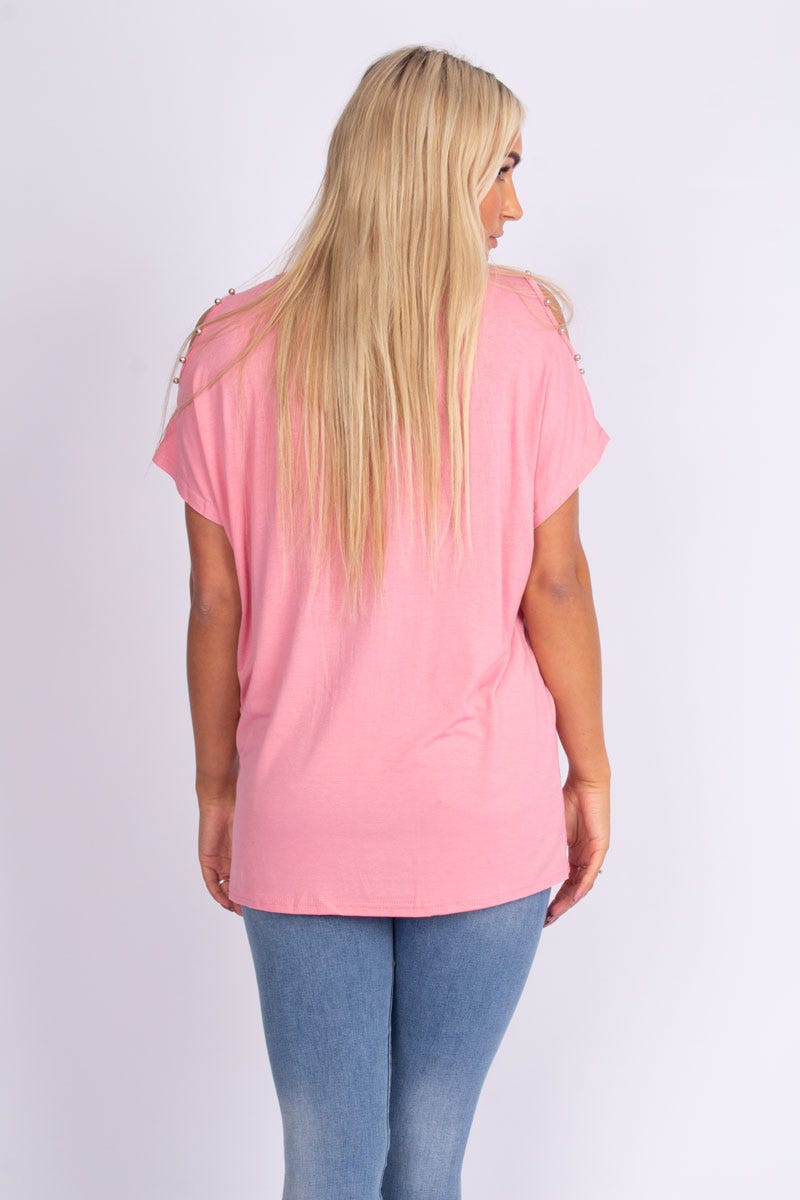 T-shirt m. simili motiv Rosa