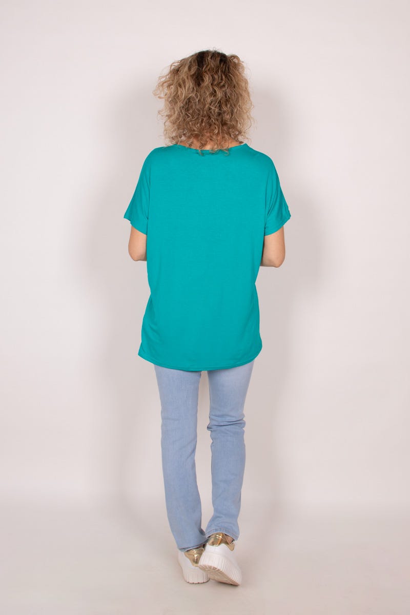 T-shirt m. sommerfugl Aqua