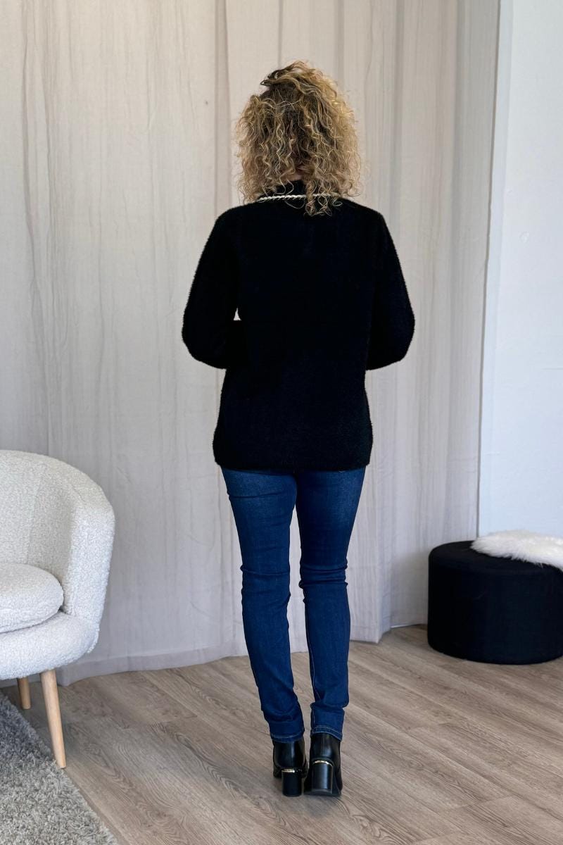 Cardigan med perleknapper Sort