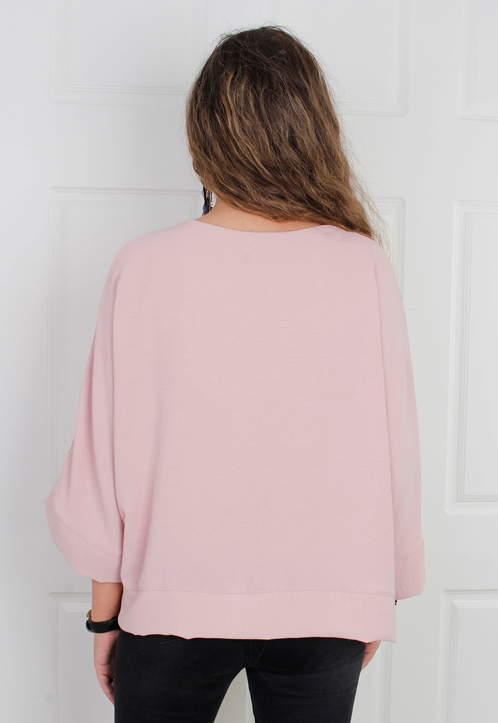 Bluse med brede ærmer, rosa