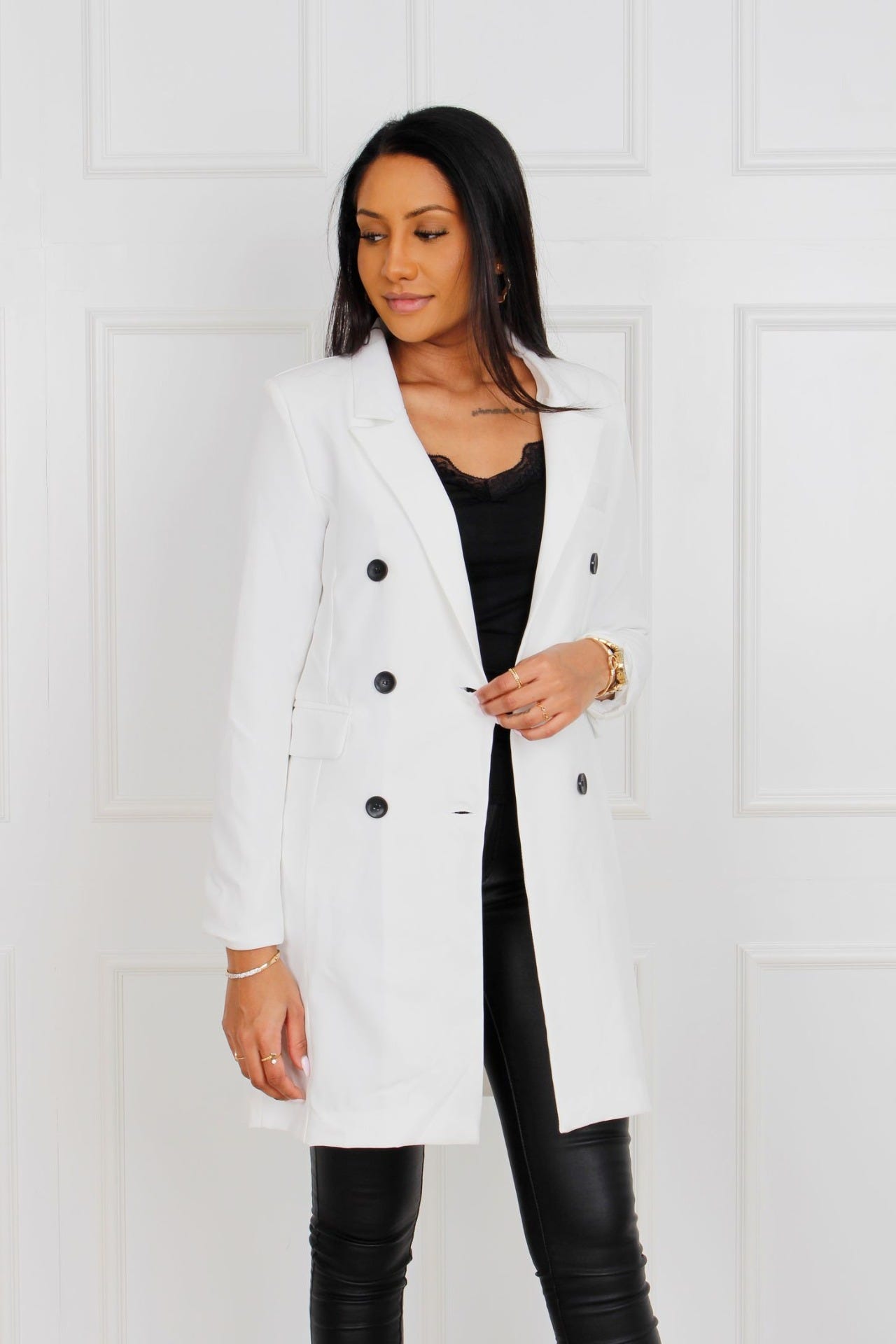 Clara lang blazer, hvid