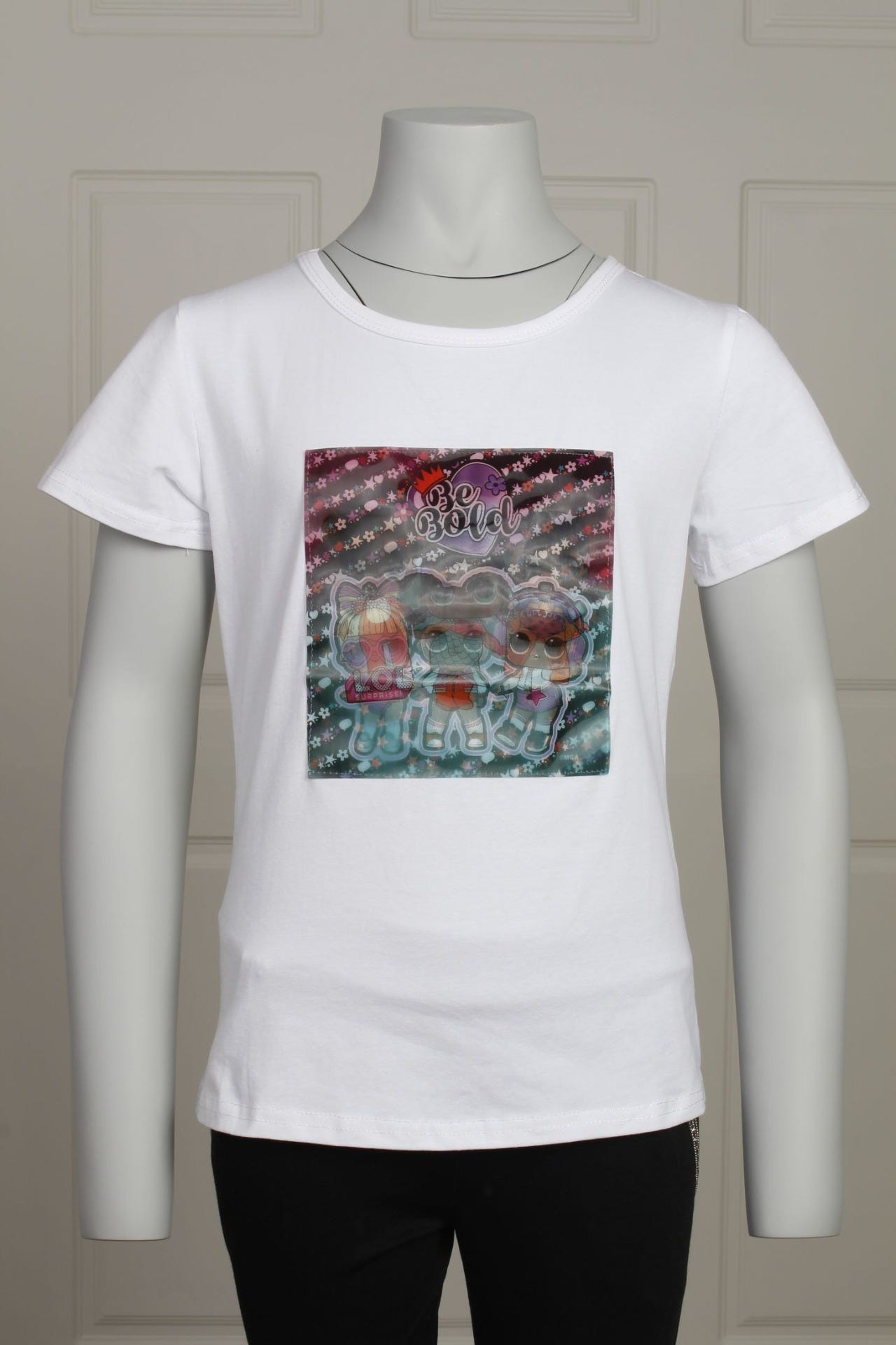 Hologram t-shirt med dukker, hvid