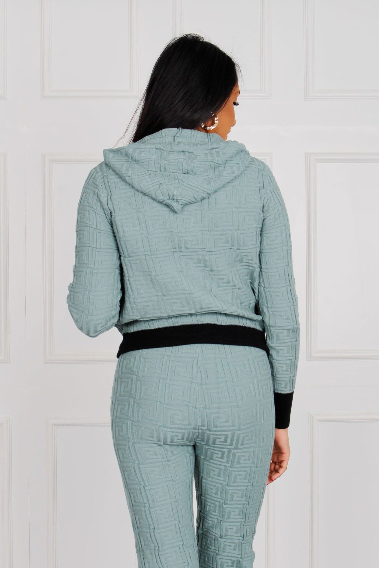 Hoodie med kontrast rib, aqua