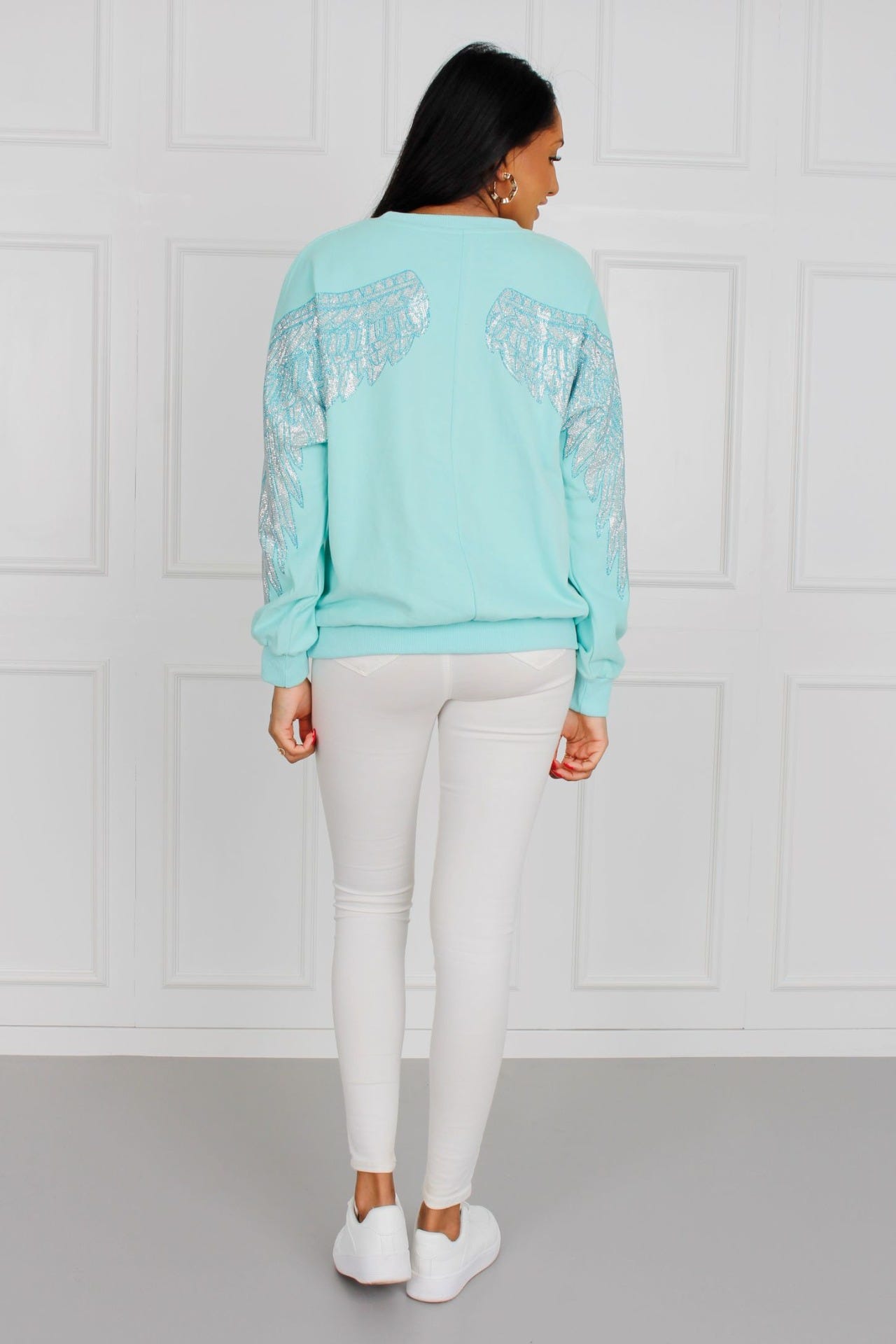 Sweat med glimmervinger, mint