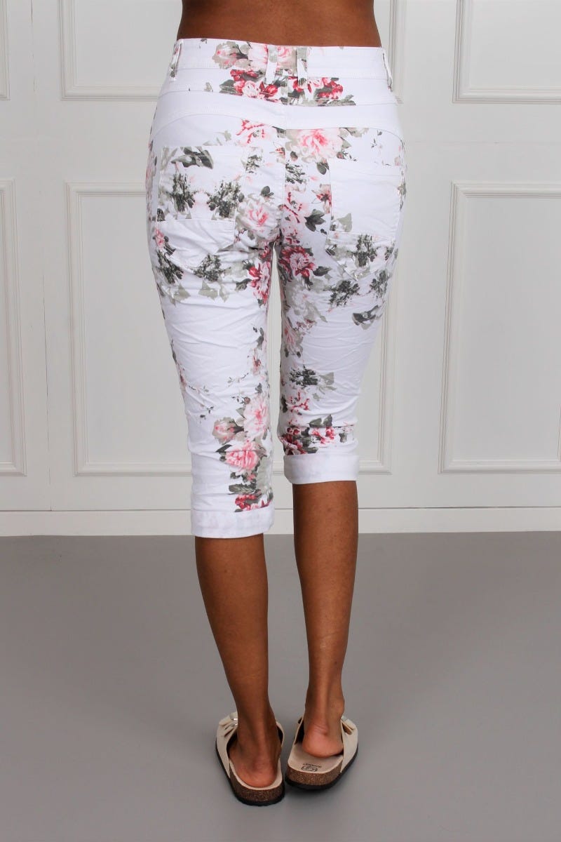 3/4 Jeans m. blomst