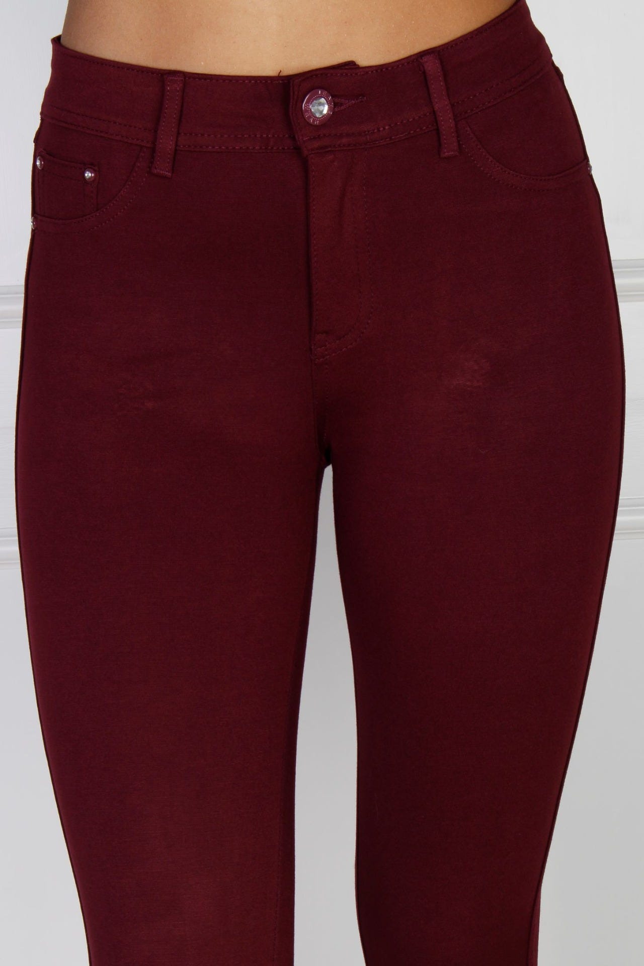 Slim fit med glimmer knapper, wine