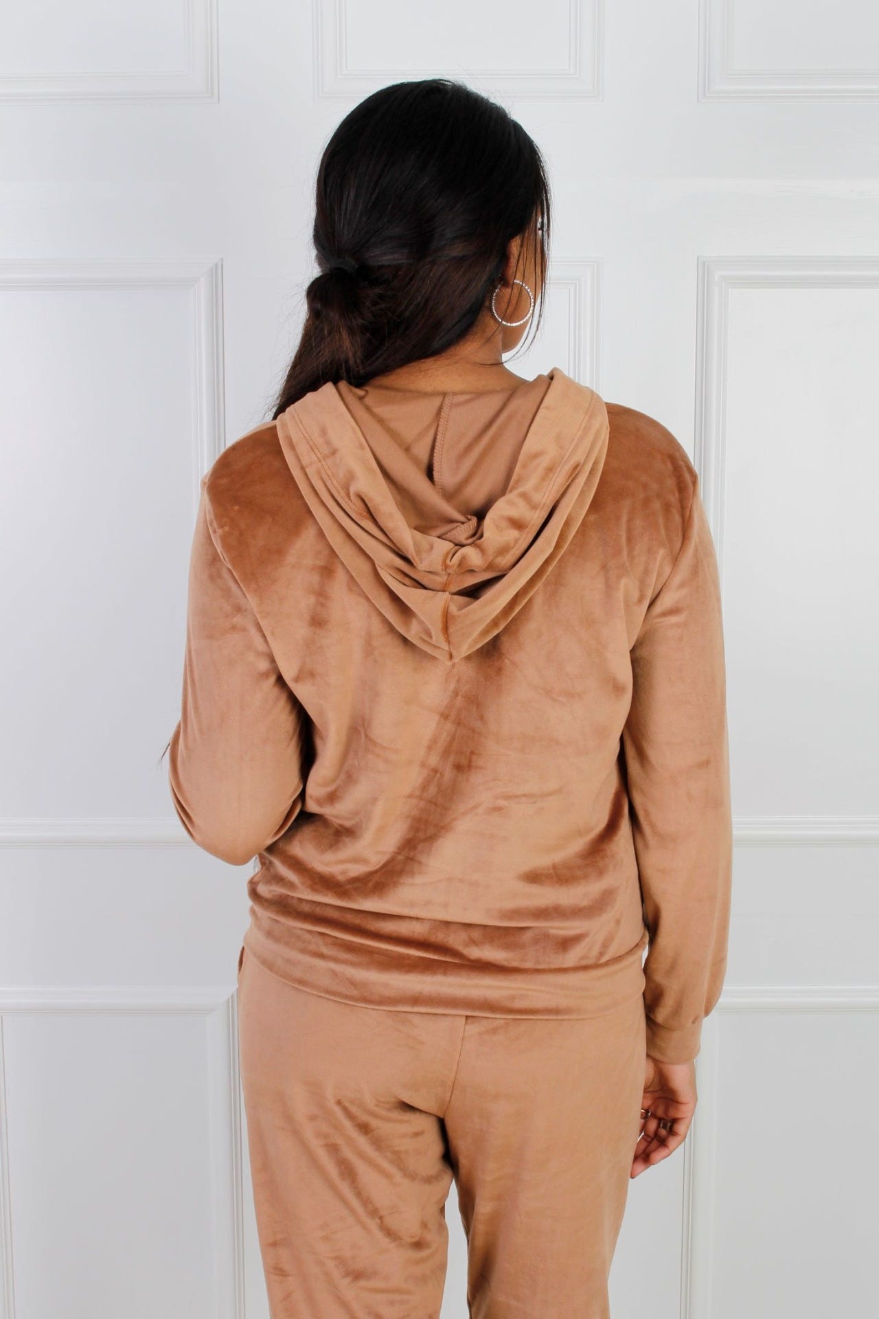 Liv velour hoodie, Mocca