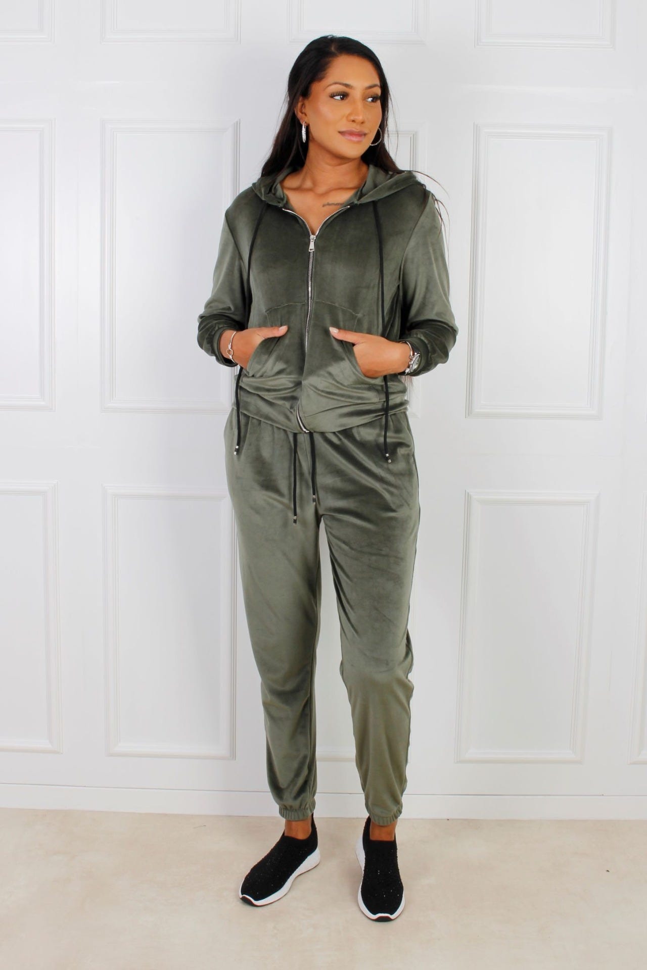 Liv velour bukser, Khaki