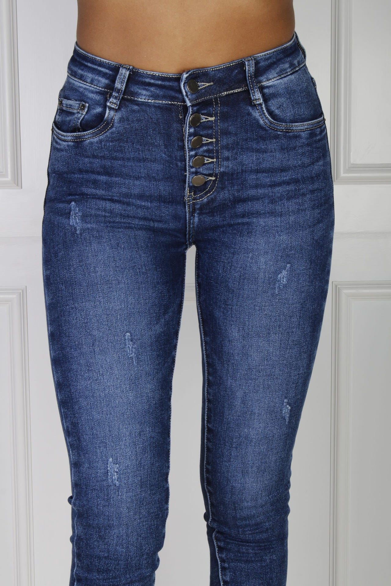 Jeans med knapper, Denim