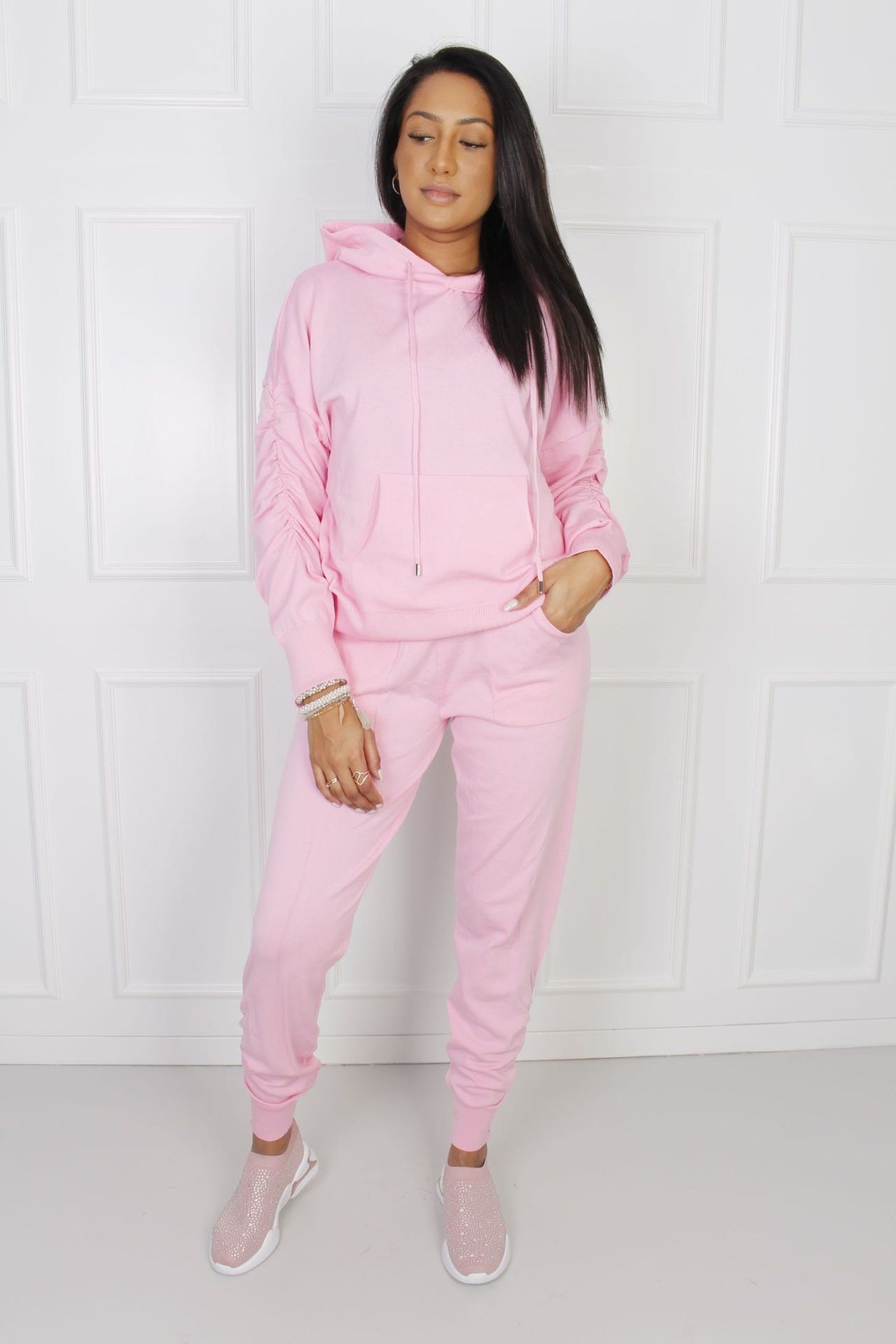 Hoodie med lommer, pink