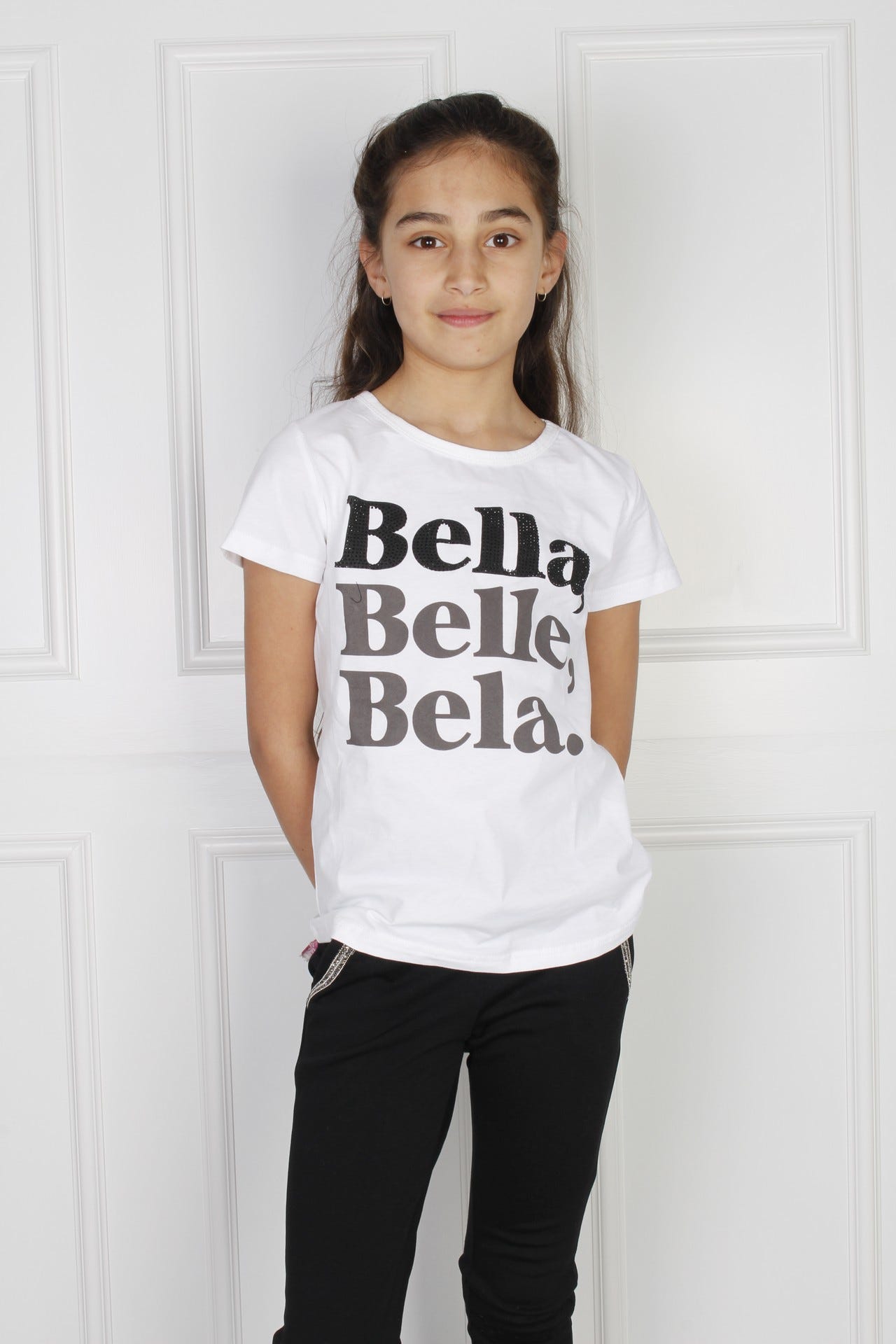 T-shirt med bella motiv, creme