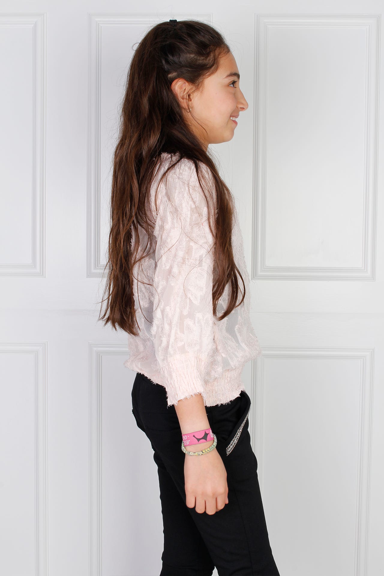 Bluse med snydeknapper, rosa