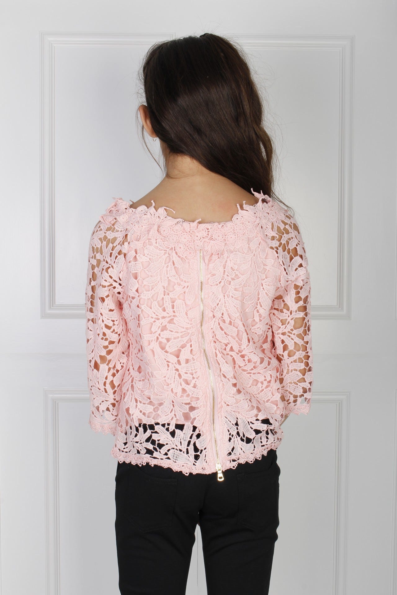 Blonde bluse med lange ærmer, rosa