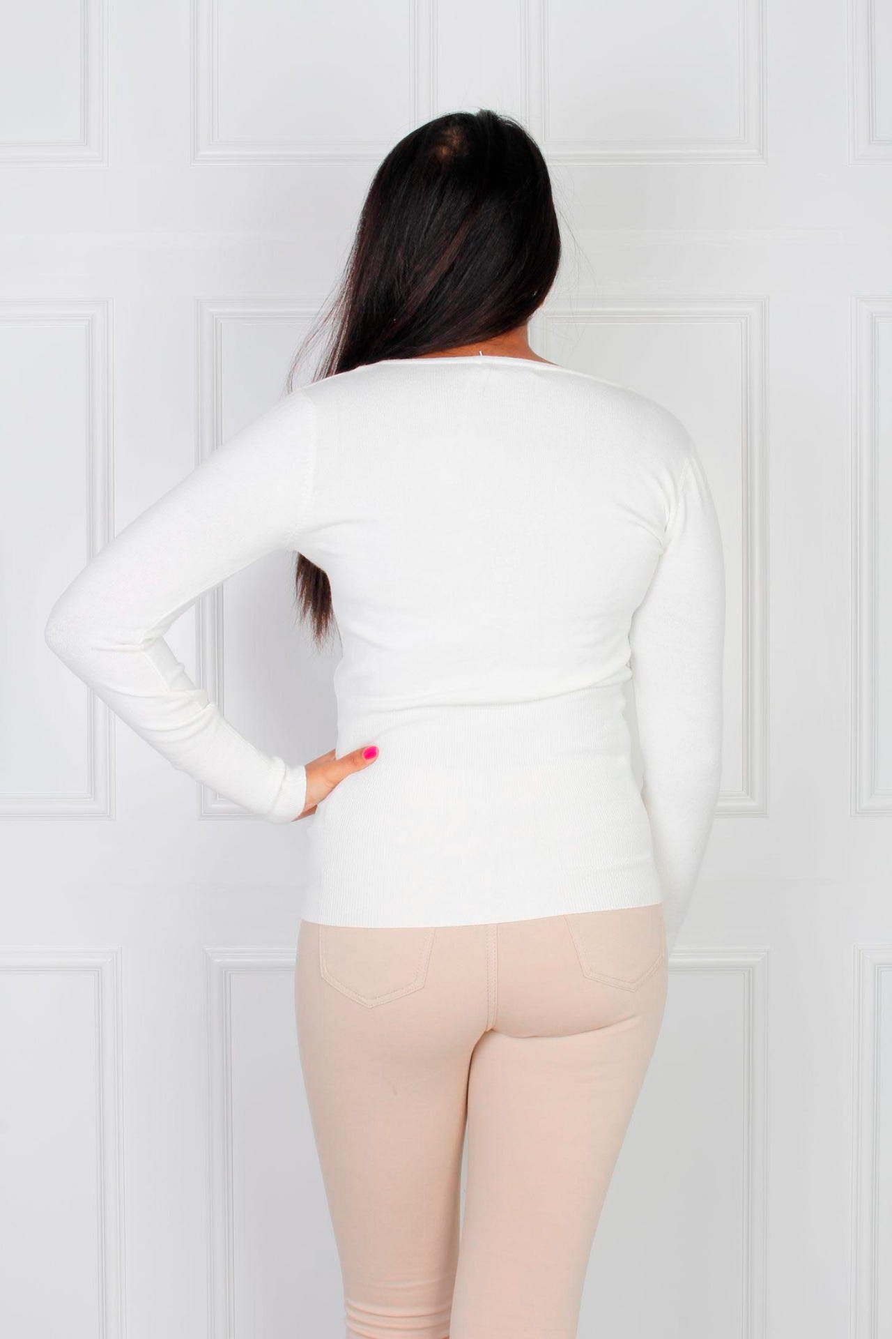 Bluse med lynlås, Creme