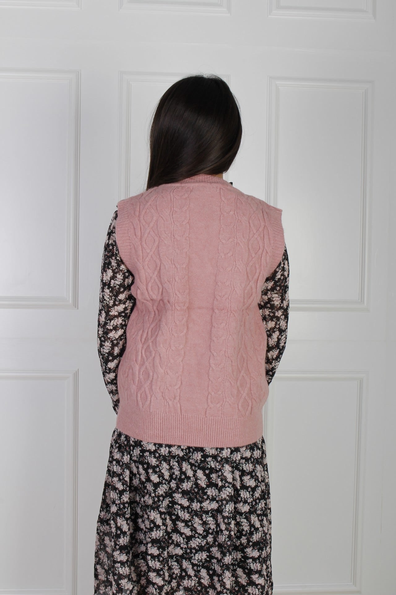 Strik vest, rosa