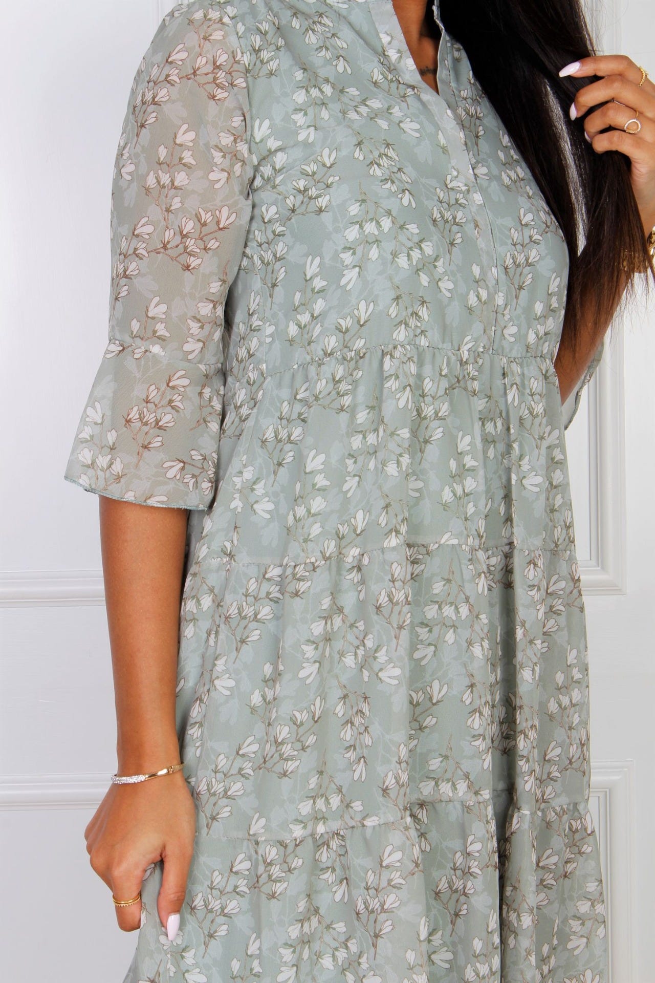 Luna kjole i mint blomsterprint