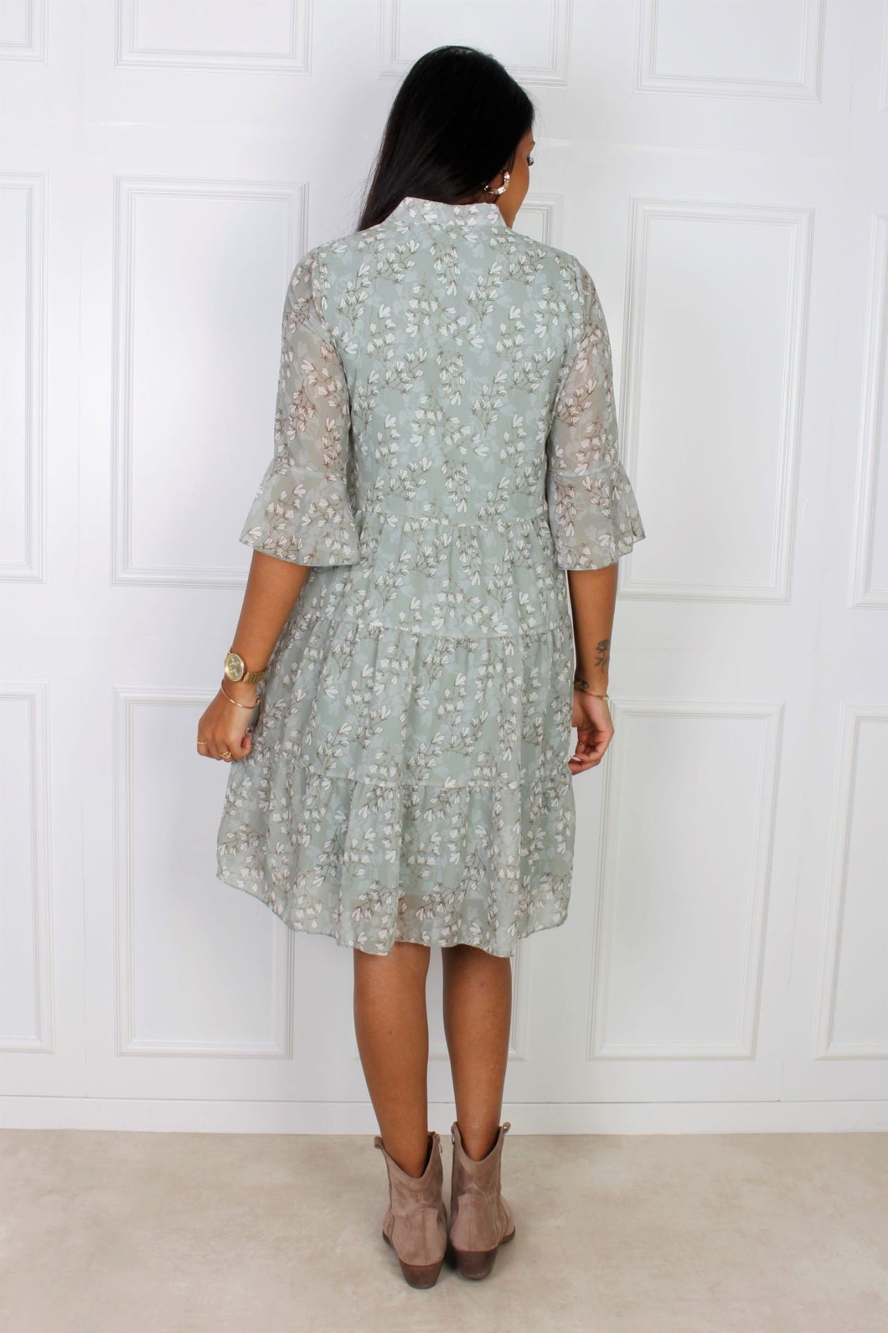 Luna kjole i mint blomsterprint