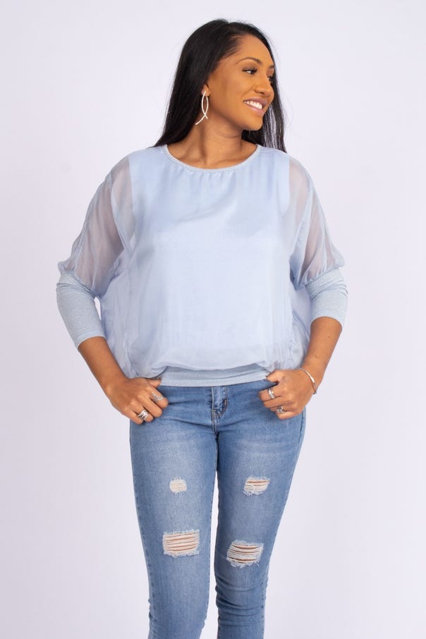 Batwing bluse Sky