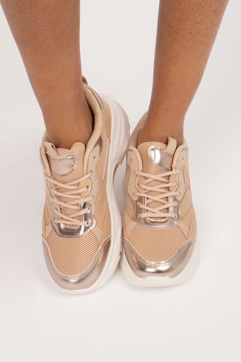 Chunky sneakers Beige/guld