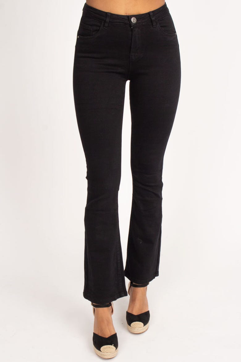 Flared jeans m. push up Sort