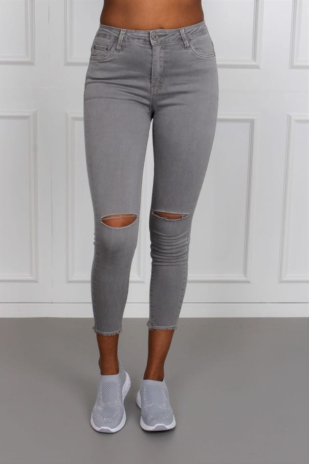 Bukser med slid, grå