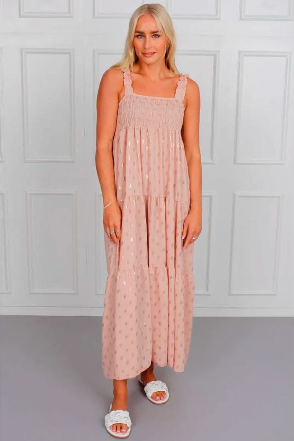 Plus size - Amanda smock kjole, rosa